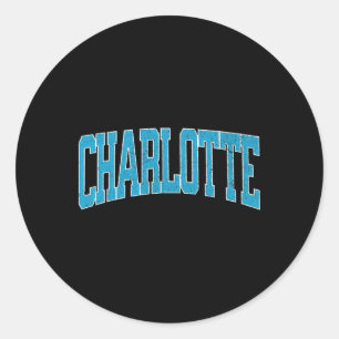 Pegatina Redonda Charlotte Fútbol Ciudad Vintage