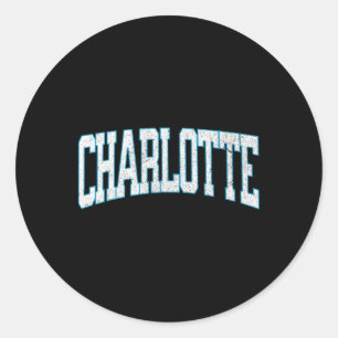 Pegatina Redonda Charlotte Fútbol Ciudad Vintage