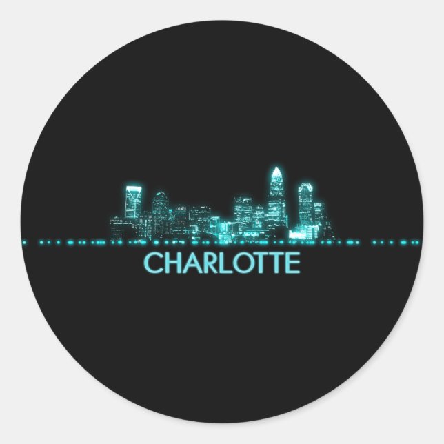Pegatina Redonda Charlotte Skyline (Anverso)