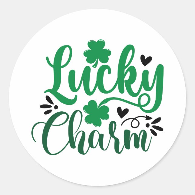 Pegatina Redonda Charm Shamrock (Anverso)
