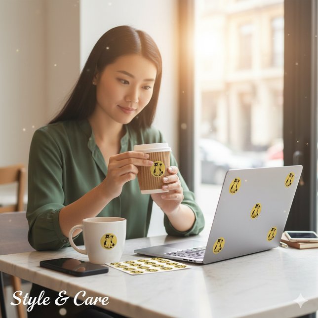 Pegatina Redonda Charming Custom Cat Sticker for Cute Creative Proj (Charming Custom Cat Sticker for Cute Creative Projects)