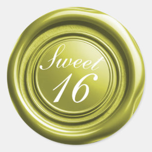 Pegatina Redonda Chartreuse Candle Wax Seal Drip Sweet 16 Boda