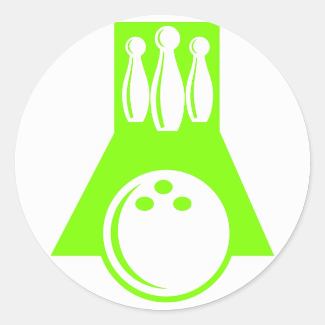 Pegatina Redonda Chartreuse, Neon Green Bowling (Anverso)