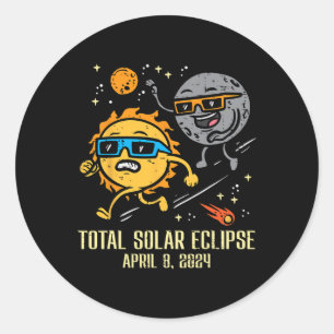 Pegatina Redonda Chase Sun Eclipse solar total 2024 Abril Hombres