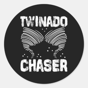 Pegatina Redonda Chaser Funny Mom Dad Padres gemelos