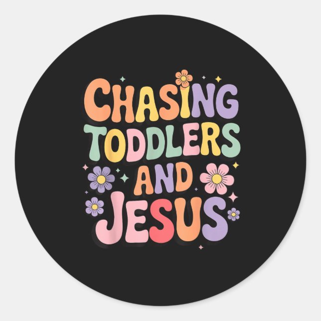 Pegatina Redonda Chasing Toddlers And Jesus  (Anverso)
