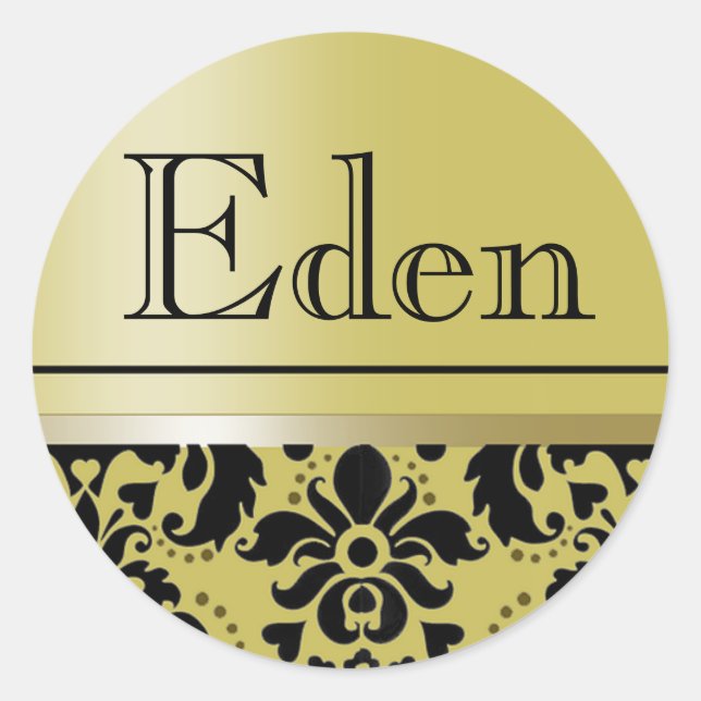 Pegatina Redonda Chaucer Sticker "Eden" (dorado/negro) (Anverso)
