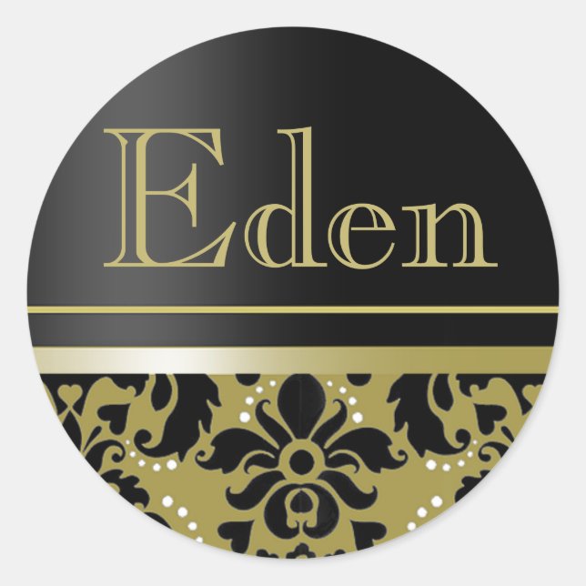 Pegatina Redonda Chaucer Sticker "Eden" (negro/oro) (Anverso)