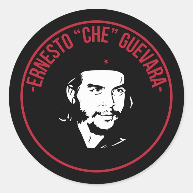Pegatina Redonda Che Guevara Blanco y Negro (Anverso)