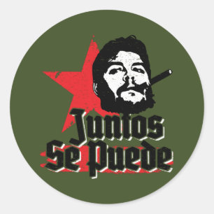 Pegatina Redonda Che Guevara Cita Revolucionaria Juntos Se Puede