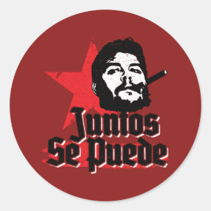 Pegatina Redonda Che Guevara Cita Revolucionaria Juntos Se Puede