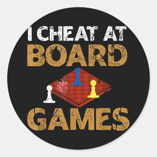Pegatina Redonda Cheat In Board Games Chequeador (Anverso)