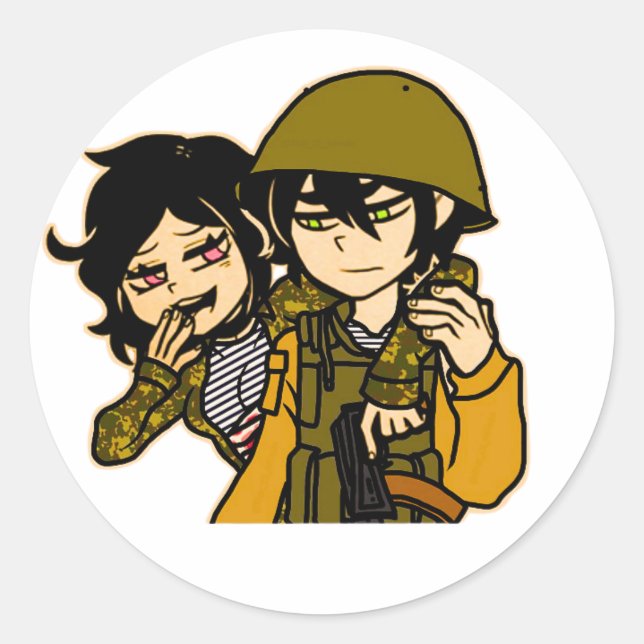 Pegatina Redonda Chechenia (Anverso)