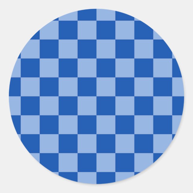 Pegatina Redonda Checkerboard azul cobalto (Anverso)