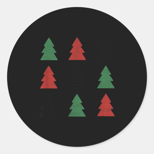 Pegatina Redonda Checkered Christmas Tree Graphic Crewneck Swea Fun (Anverso)