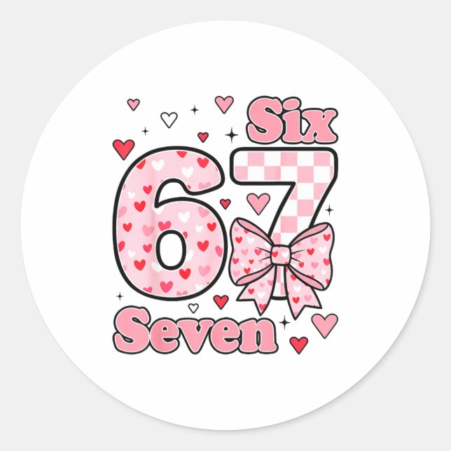 Pegatina Redonda Checkered Valentine Cute Six Seven 6 7 Meme Teens  (Anverso)