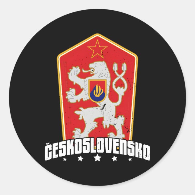 Pegatina Redonda Checoslovaquia Eslovaquia Eslovaquia Europa Centra (Anverso)