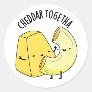 Pegatina Redonda Cheddar Juntos Chiste Divertido de Comida 