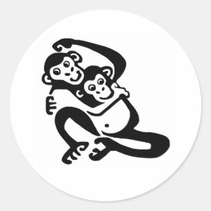 Pegatina Redonda Cheeky-BONOBO-Chimpanzee-Africa-Wildlife