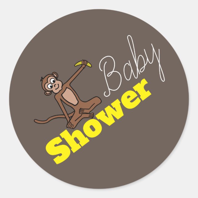 Pegatina Redonda Cheeky Monkey, Baby Shower (Anverso)