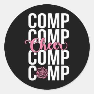 Pegatina Redonda Cheer Comp Day Cheerleading Competition Day Cheerl