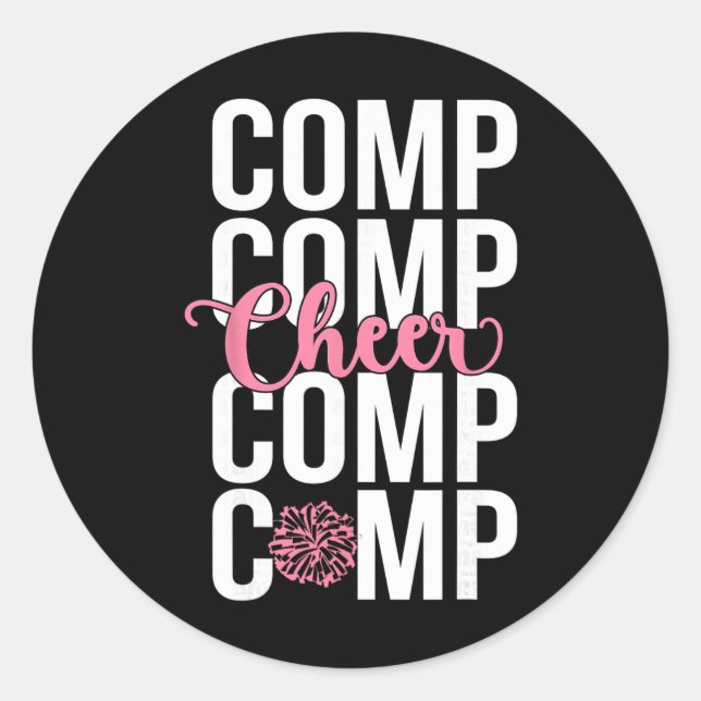 Pegatina Redonda Cheer Comp Day Cheerleading Competition Day Cheerl (Anverso)
