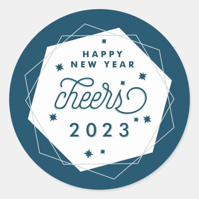 Pegatina Redonda Cheer geométrico | Año nuevo (Anverso)