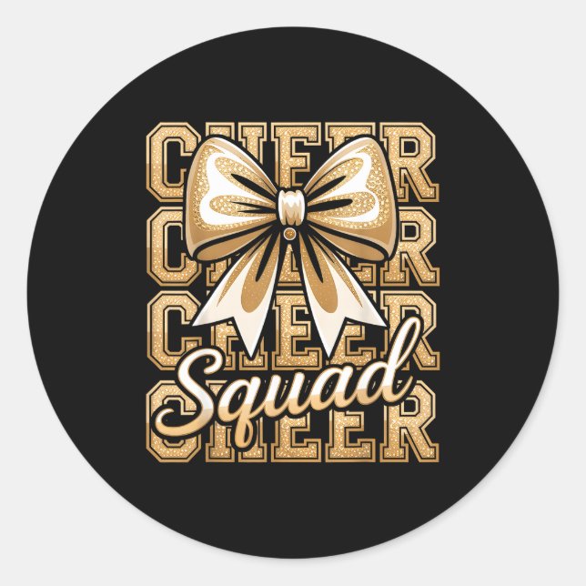 Pegatina Redonda Cheer Squad Gold Funny Srt Cheerleader Cheerleadin (Anverso)