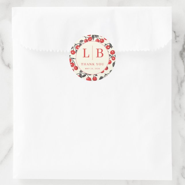 Pegatina Redonda Cheerful Red Cherry Illustration (Bolso)