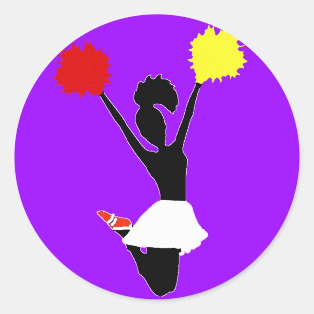 Pegatina Redonda Cheerhead Silhouette (Anverso)