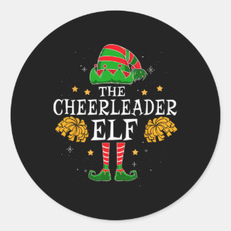 Pegatina Redonda Cheerleader Elf Matching Team Christmas Funny Chee