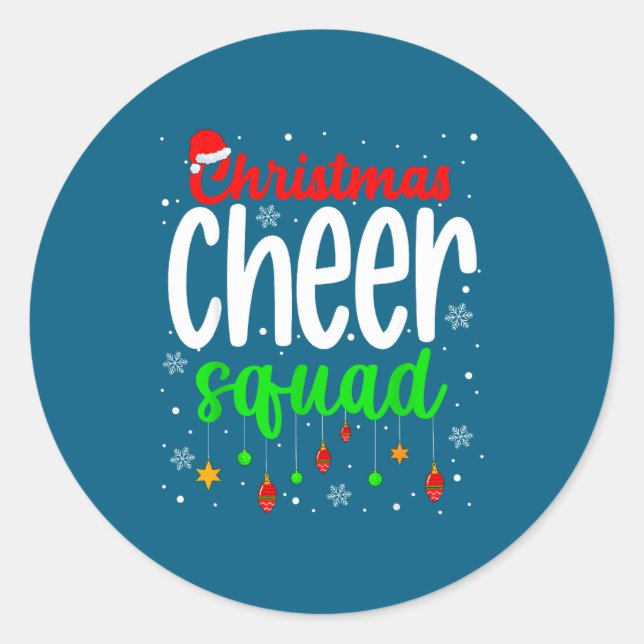 Pegatina Redonda Cheerleading Srts Lover Christmas Cheer Squad  (Anverso)