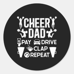 Pegatina Redonda Cheerled Dad CheerLeer a mi padre