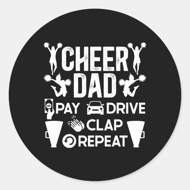 Pegatina Redonda Cheerled Dad CheerLeer a mi padre (Anverso)