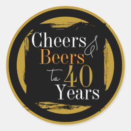 Pegatina Redonda Cheers and Beers 40 Years Modern