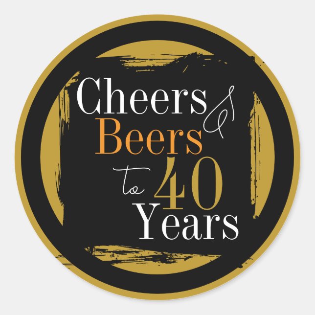 Pegatina Redonda Cheers and Beers 40 Years Modern (Anverso)
