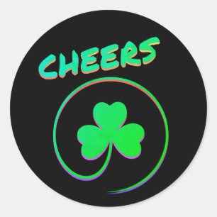 Pegatina Redonda Cheers Ireland Clover Shamrock St Patrick's