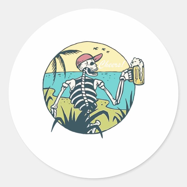 Pegatina Redonda Cheers Skull (Anverso)