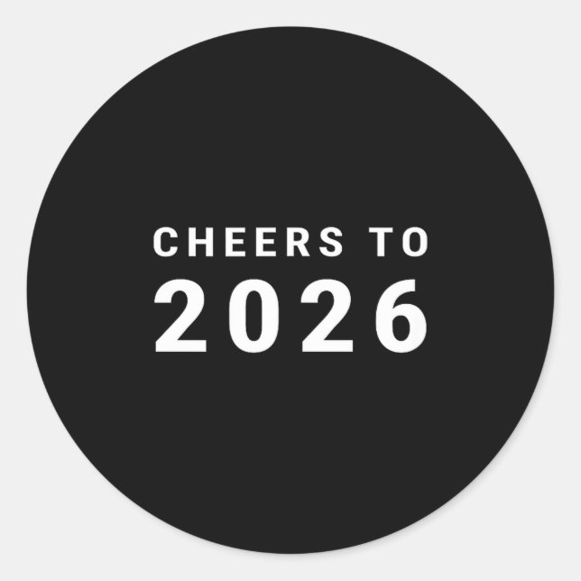 Pegatina Redonda Cheers To 2026 Minimalist New Year  (Anverso)