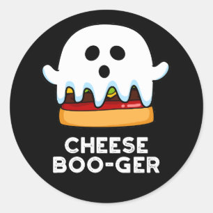 Pegatina Redonda Cheese Boo-ger Funny Ghost Pun Dark BG