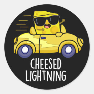 Pegatina Redonda Cheese Funny Cheesed Lightning Pun Dark BG