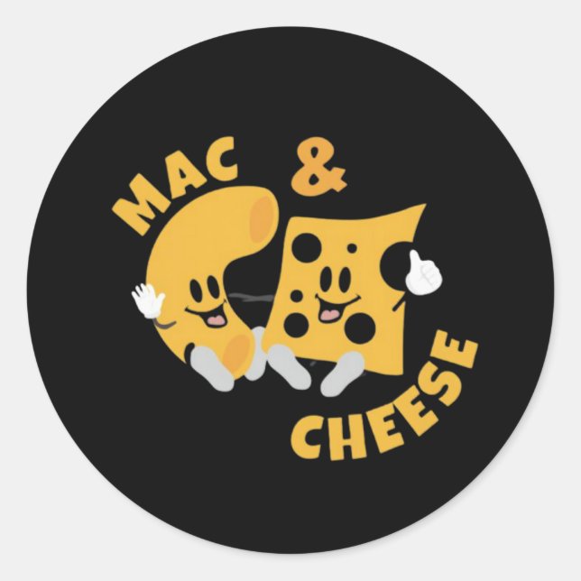 Pegatina Redonda Cheese Mac & Cheese Funny Gift Idea (Anverso)