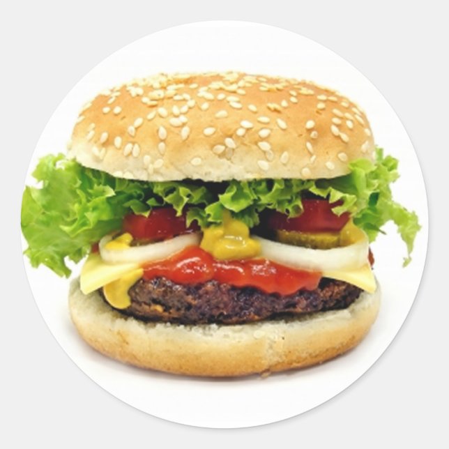 Pegatina Redonda Cheeseburger (Anverso)