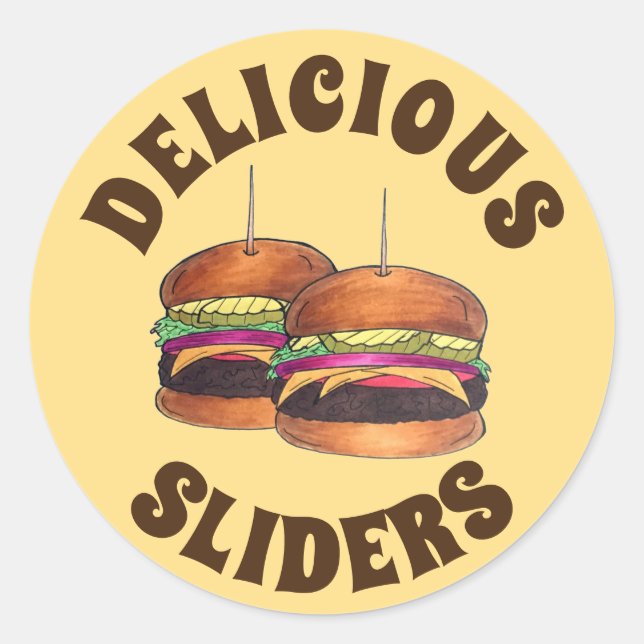 Pegatina Redonda Cheeseburger Burger Hamburger Sliger Bar Food (Anverso)