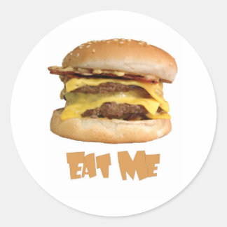 Pegatina Redonda Cheeseburger - Cómeme