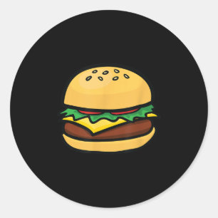 Pegatina Redonda Cheeseburger Emoticon Hamburger Cheese Bbq