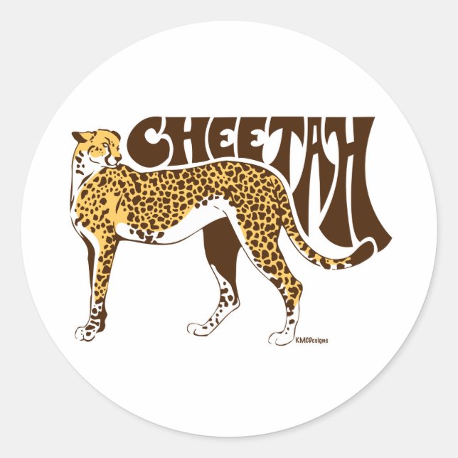Pegatina Redonda Cheetah (Anverso)