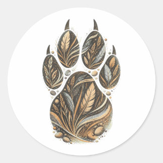 Pegatina Redonda Cheetah Botanical Footprint Nature Sticker