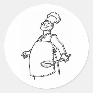 Pegatina Redonda Chef Con Ladle