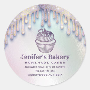 Pegatina Redonda Chef de panadería holográfica moderno